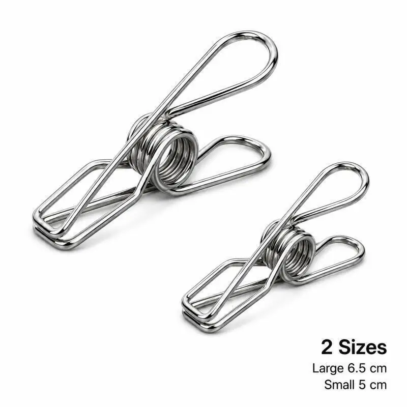100~10 Stück Büroklammern aus Metall, Hohlklammern, Mehrzweck-Utility-Clips, Edelstahlklammern, Stoffklammern für Küche und Büro – Detail 3
