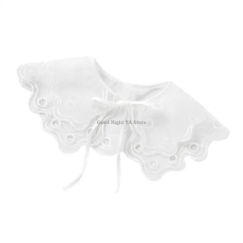 Embroidered Blouse Shawl Decorative Faux Collar Wrist Cuffs Optional