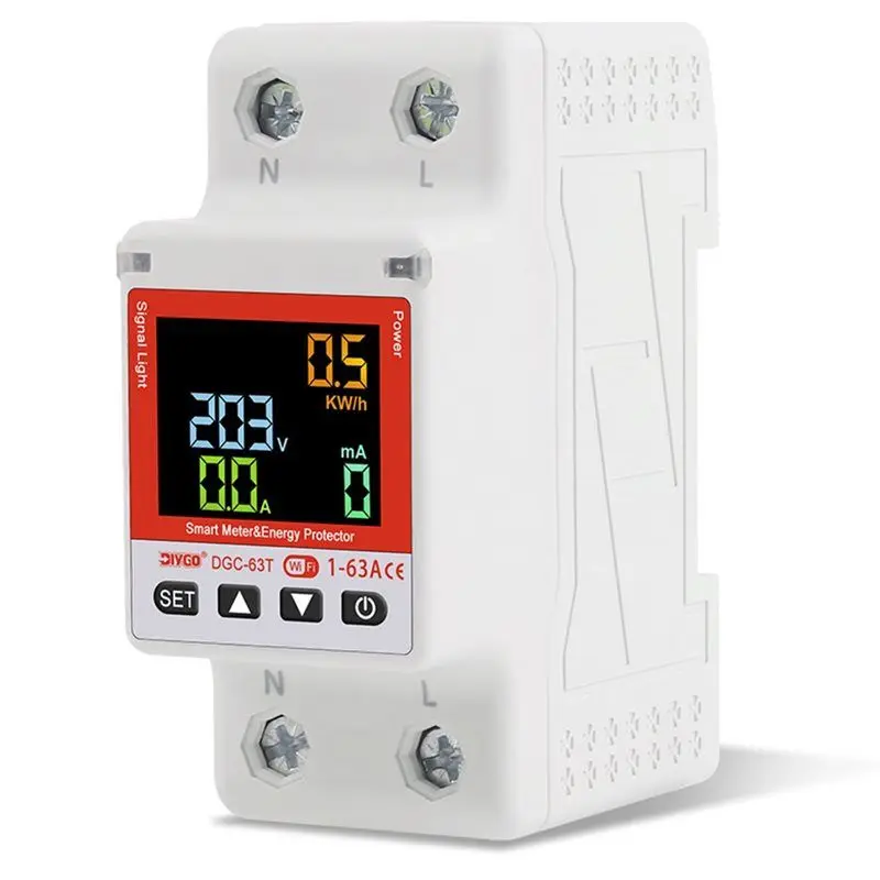 ~A61Z Remote Control Switch Adjustable Overload Voltage Leakage Current Temperature Protective Timer WIFI Circuit Breaker
