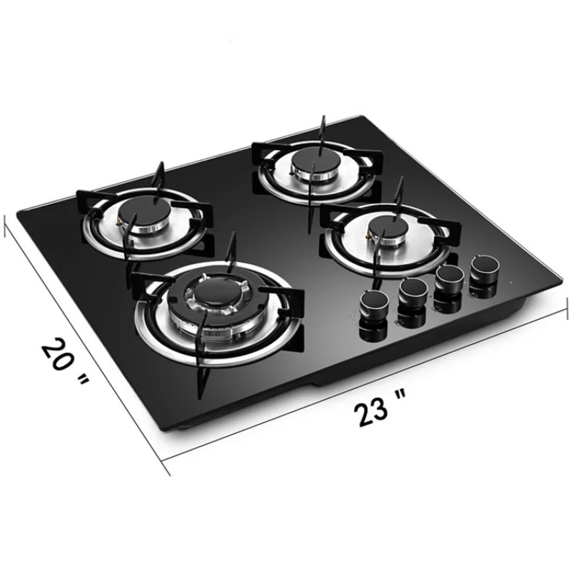 RV Embedded Gas Stove 4-hole Gas Stove Tempered Glass Ship Kitchen Head Gas Stove Electronic Pulse Ignition Household Gas Stove