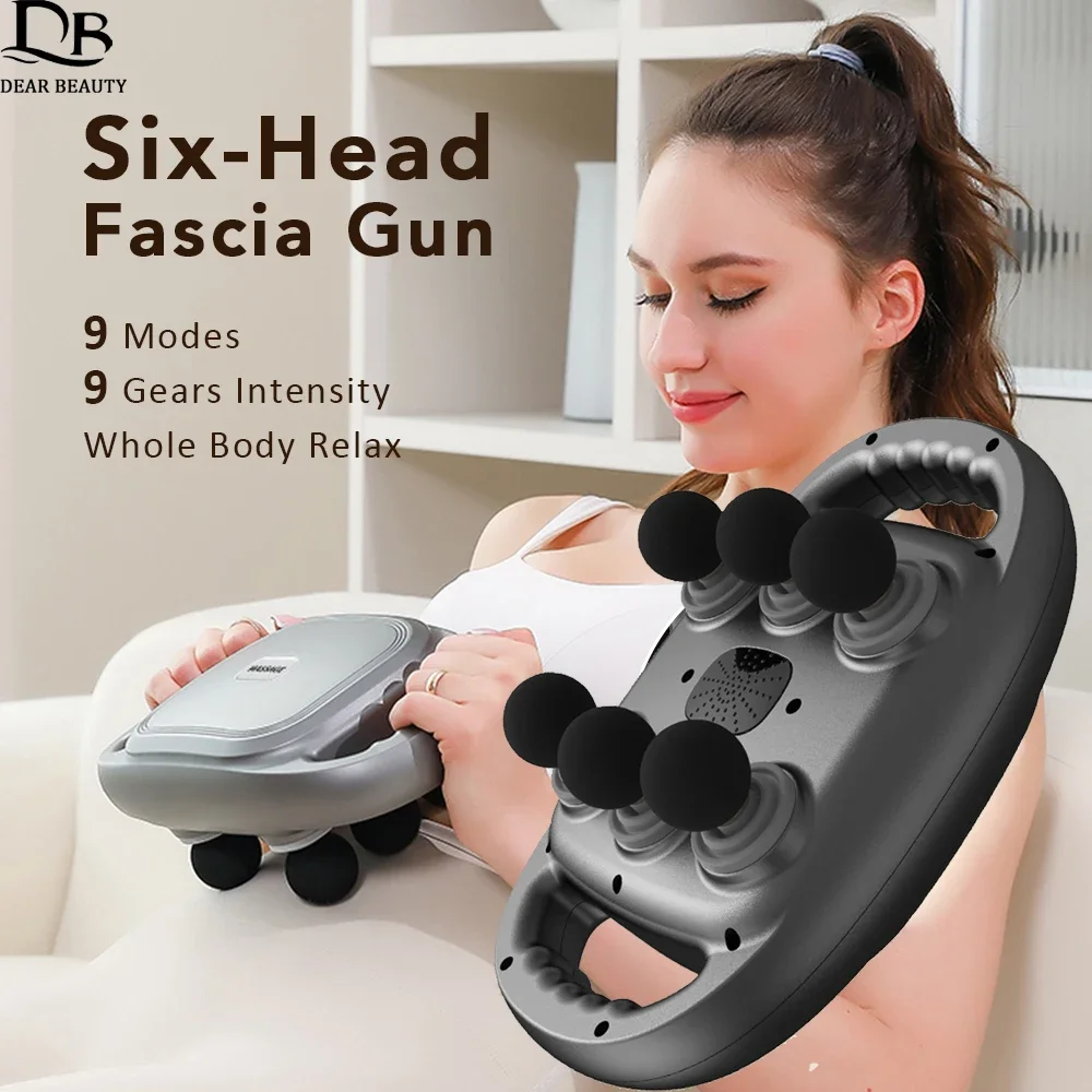 

Fascia Gun,6 Heads Fascia Gun Red Light Therapy Massage Gun 9 Levels Vibration Back Leg Neck Muscle Massager Deep Relaxation