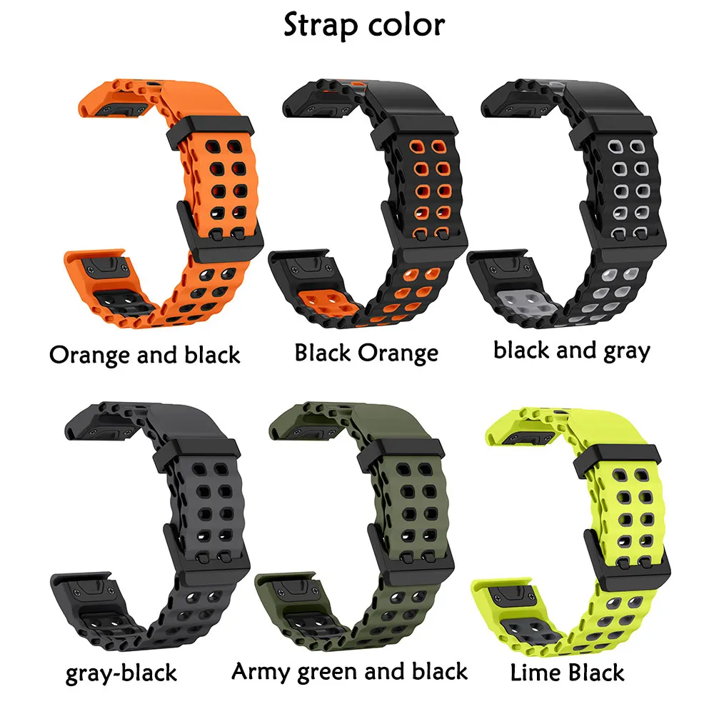 2-3PCS Silicone Band for Garmin Fenix8 Quick Fit 26mm 22mm Unisex Porous Design Quick-drying Release for Garmin Fenix 7x/6x GPS