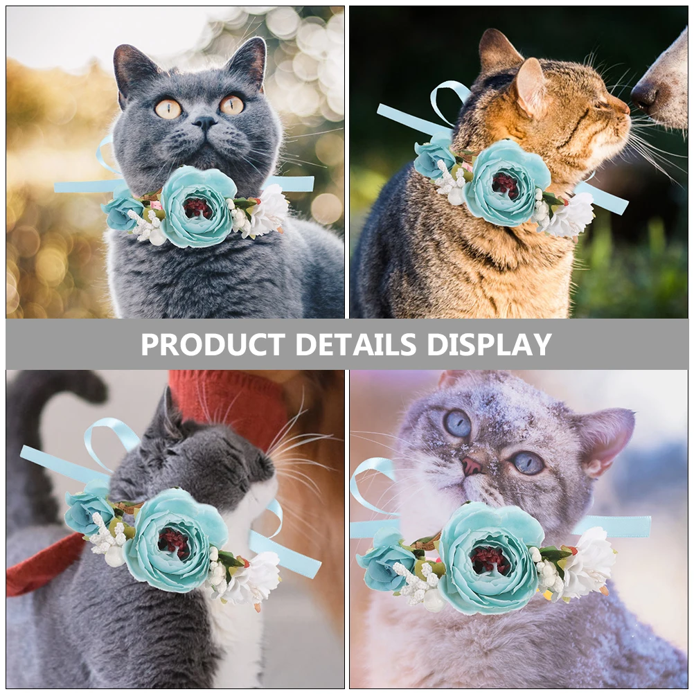 

Chic Flower Design Pet Collar For Cats Kittens Reusable Lightweight Decorative Collar Daily Wear Party Wedding Photo Shoots
