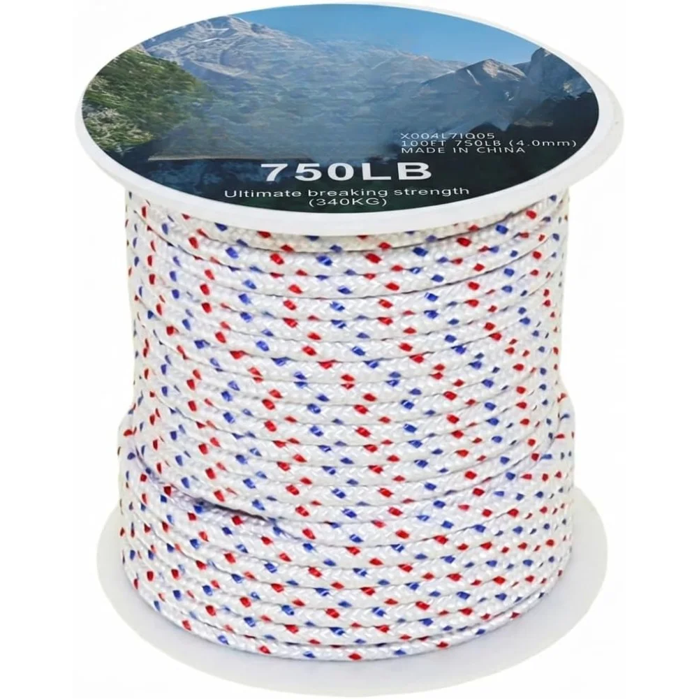 100ft 4.0mm Polyester Recoil Start Rope 750lb Tensile Strength for Lawn Mowers Chainsaws Generators and For Small Engines