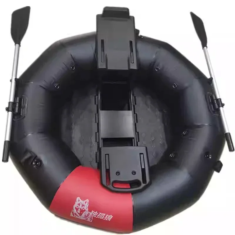 for Lure Angling 2-Minute Foldable HDPE Inflatable Fishing Boat, 250kg Capacity Solo Raft w/ Electric Motor Port, Stable Pontoon