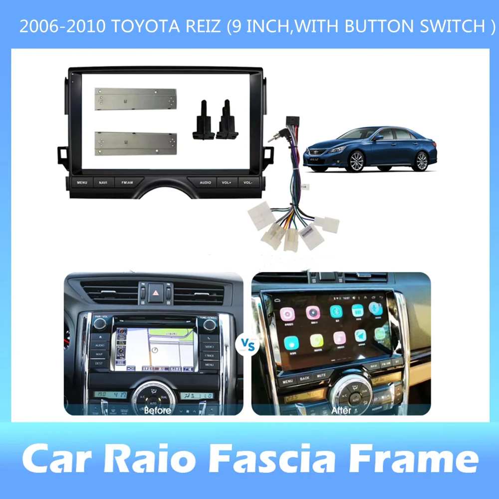 

For 2010-2017 TOYOTA REIZ (10.1INCH, UV BLACK)Car Radio Fascias Android GPS MP5 Stereo Player 2 Din Head Unit Panel Dash Frame