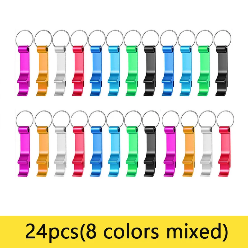 

24Pcs Bottle Opener Keychain Aluminum Beer Bottle Openers Metal EDC Soda Keyring Tool Gift