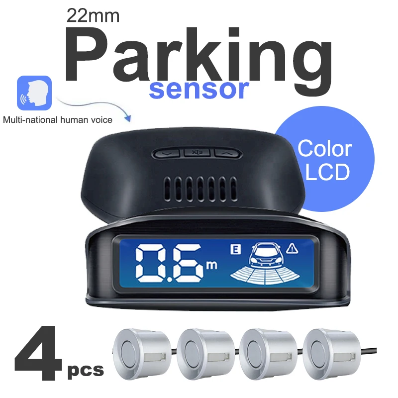 

Complete Parking Sensor Kit with Backlight LED Monitor, 4x 22mm Radar Detection System, 12 Color Universal Fit