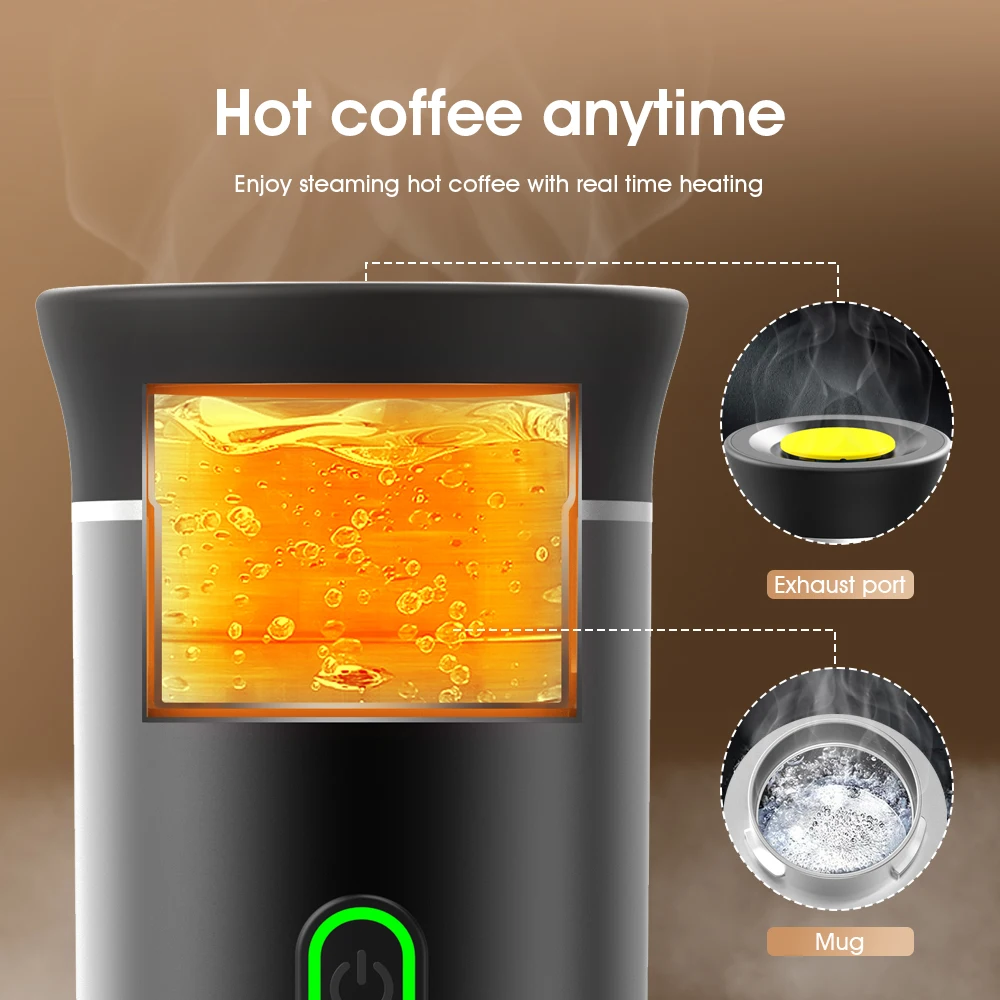 OEM 12V USB Charging Travel Portable Grounds Coffee Maker Home Use Outdoor Camping Capsules 150ml Mini Espresso Coffee Machine