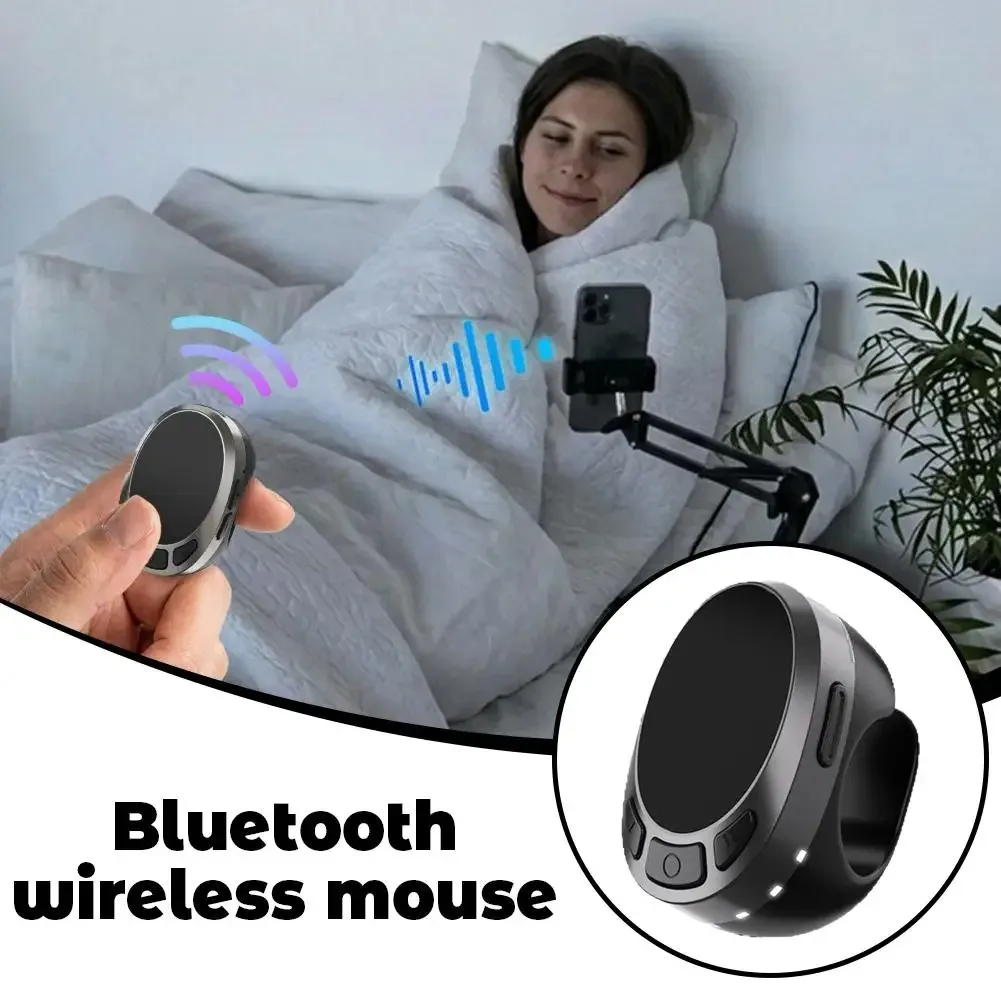 Phone Mouse 4-Button Bluetooth-compatible 5.3 Ring Air Mouse Touchpad Remote for PPT & E-book, Home Office Use
