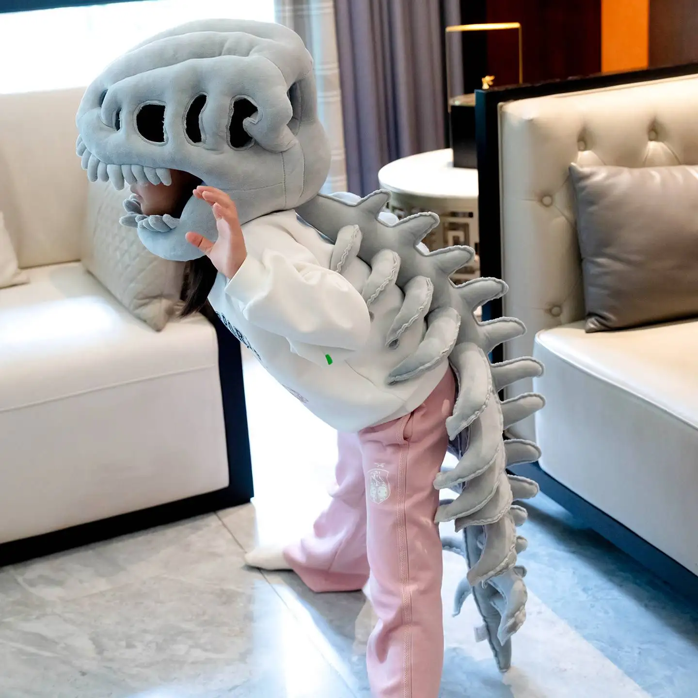 Dinosaur Skeleton Headset Plush Hat Costume Unisex Birthday Gift Internet Famous Doll Outer Skeleton Mask Performance Supplies