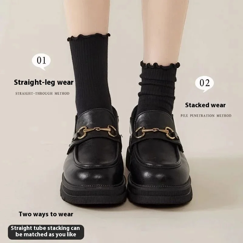 1/5 Paar Leuke Sokken Voor Vrouwen Nieuwe Herfst Winter Japanse Stijl Ademende Meisjes Korte Sokken Kawaii Effen Stroken Ruche Sokken