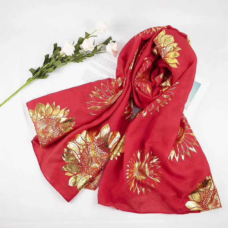 New Donggong Xiaofeng Same Ethnic Style Silk Thin Bronzing Red Tea Card Salt Lake Desert Cotton and Linen Shawl Scarf for Wome