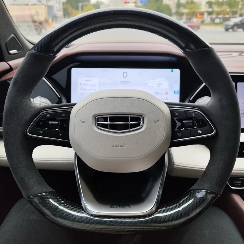 

For Geely 21-25 Geely Xingyue Steering Wheel Cover Genuine leather Hand-Sewn Steering Wheel Cover Auto Interior Accessories