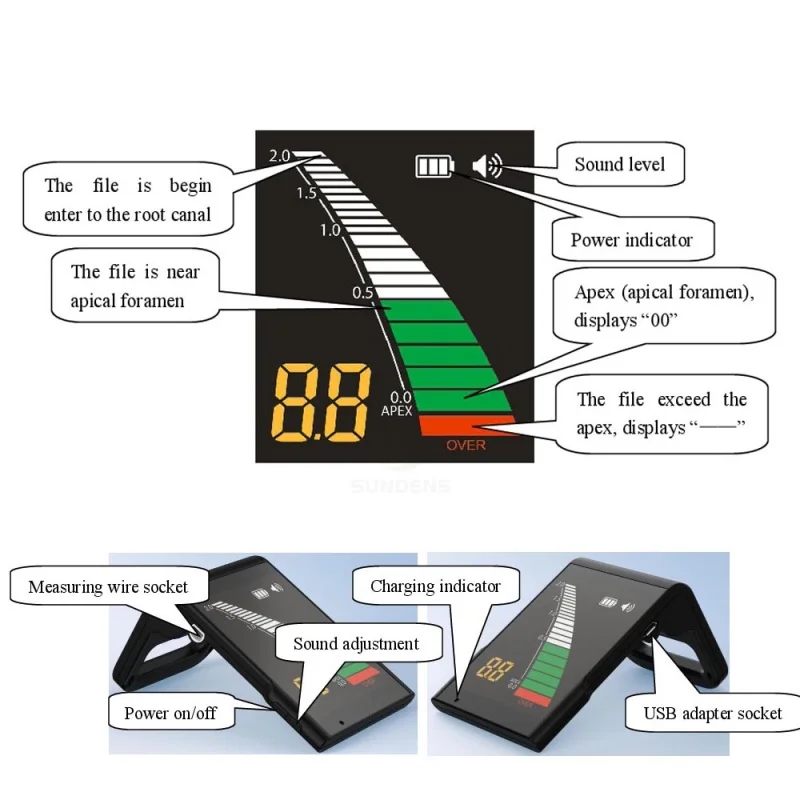 Dental Endo Apex Locator Endodontic Root Canal Length Measuring Instrument for Dentistry HD LCD Screen Touch Induction Button
