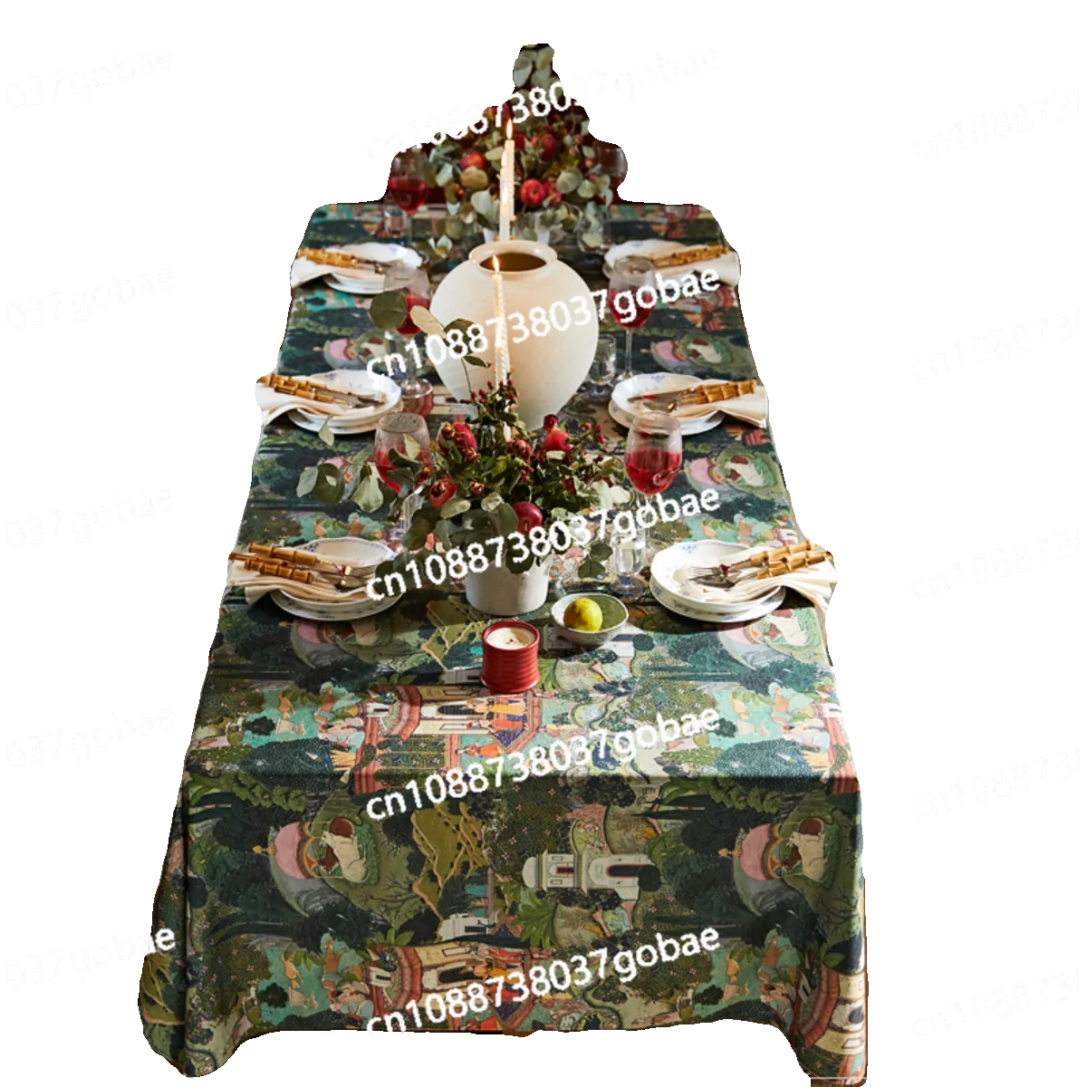 Preference Set, Retro American Medieval Tablecloth Atmosphere Light Luxury New Year Tablecloth Pastoral Long Dining Table New