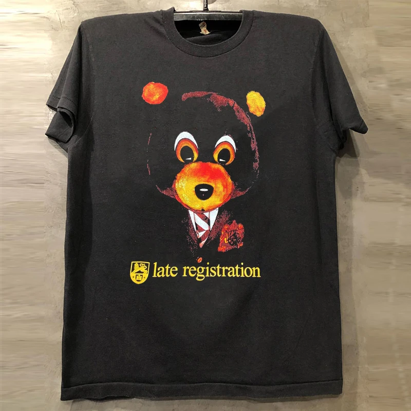 

Летняя футболка с короткими рукавами Late Registration Kanye Rap Album, винтажная футболка с короткими рукавами в стиле хип-хоп, рок