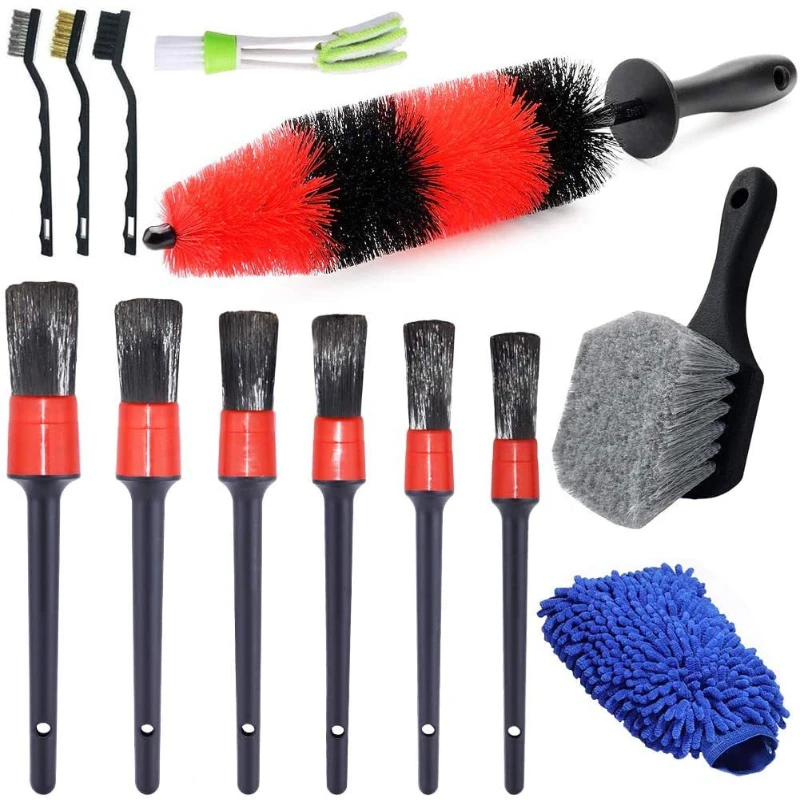 

13PCS Car Cleaning Tools Interior Beauty Leather Dusting Detail Brush Wheel Tire Brush Car Wash Mitts