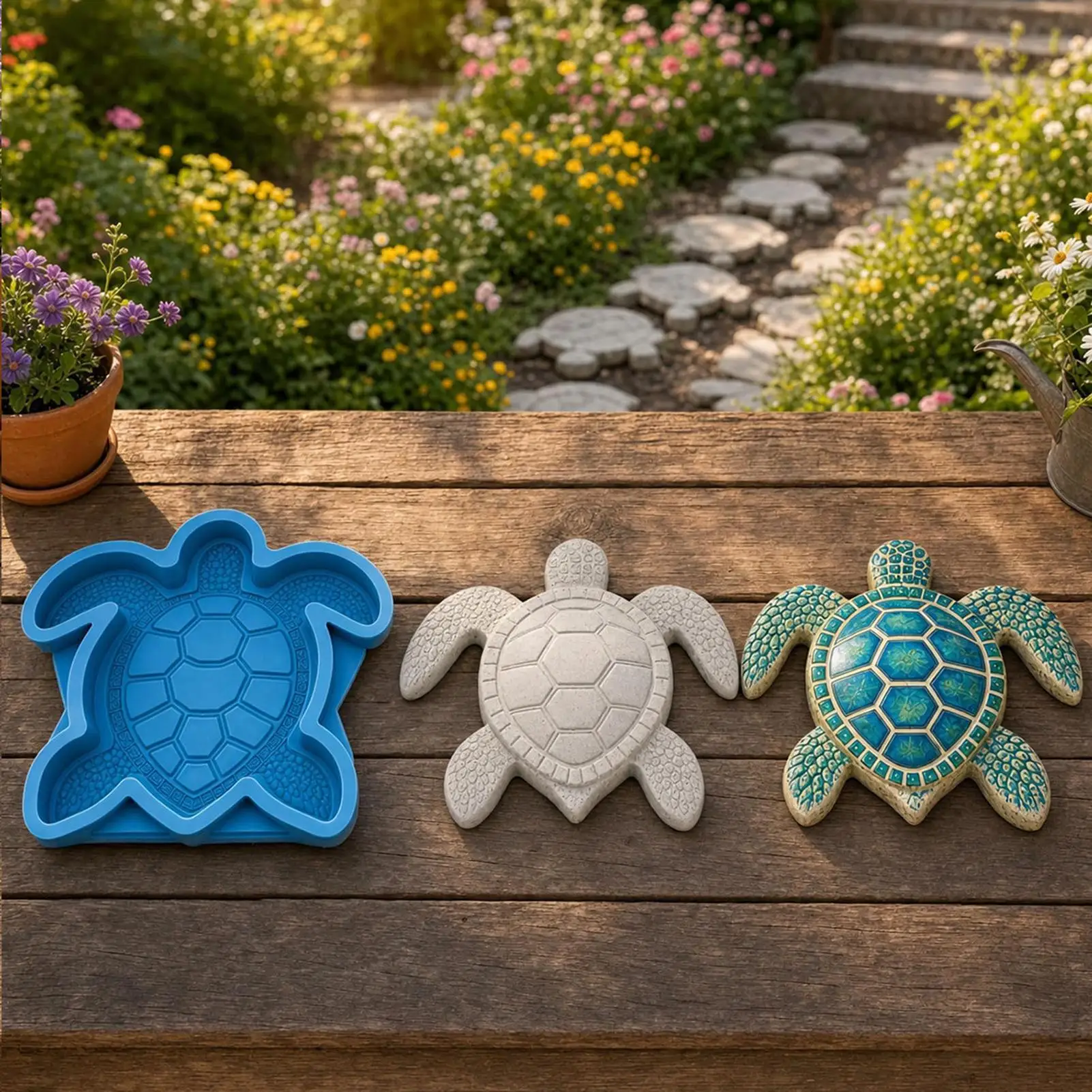 Stepping Stone Molds Sea Animal Reusable Silicone Mould Keepsake Concrete Stepping Stone Molds For Adults Family Garden Outdoor