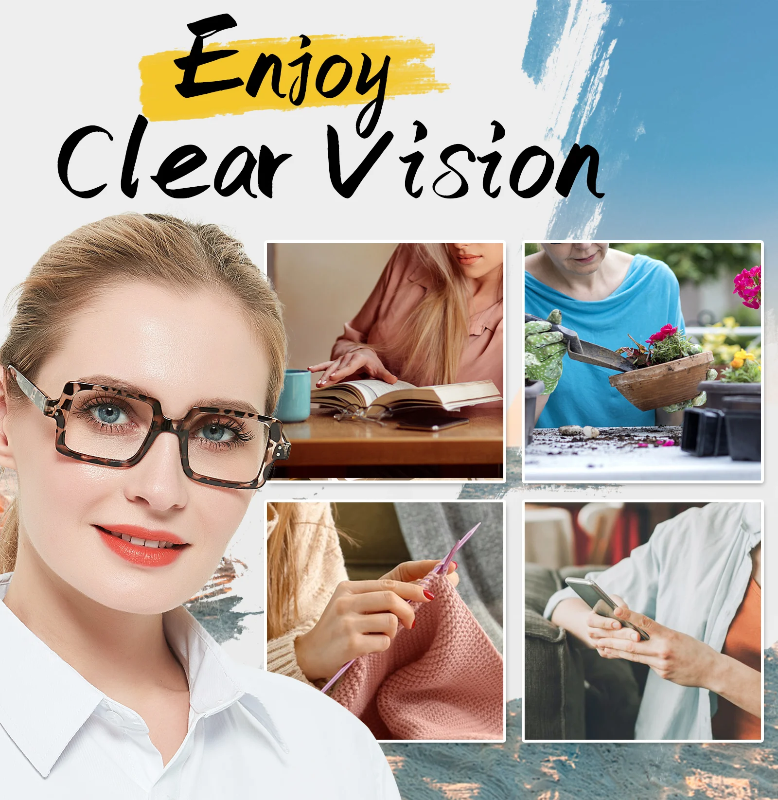 OCCI CHIAR Reading Glasses Women Blue Light Eyeglasses Frames Vintage Computer Glasses For Farsightedness Magnifier Eyewear +1.5