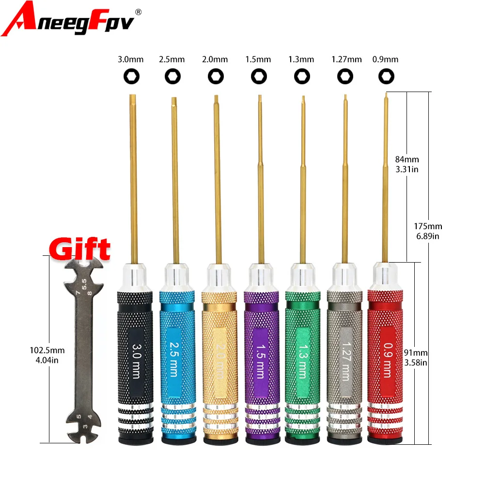 

7pcs Hex Screw Driver Set Hexagon Screwdriver Wrench Tool Kit Titanium Plating for RC Car Helicopter FPV Drone Hand Tools