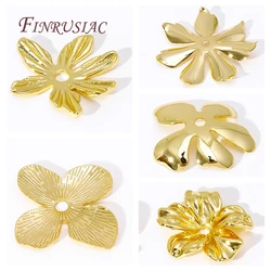 End Caps For Jewelry 18K Gold Plated Brass Flower Caps Beads Caps DIY Jewelry Making Supplies Earrings Accessories For Women