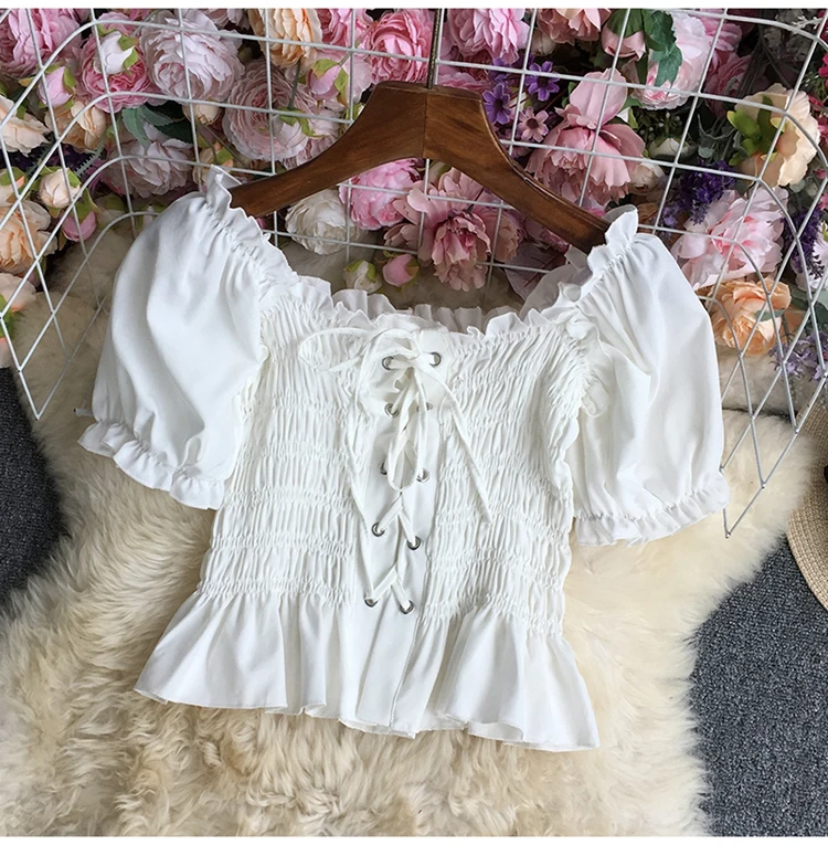 

Red Girls Short Sleeve Tops 2026 Women Fashion New Sexy Short Crop Holiday Solid Color Casual Blouse
