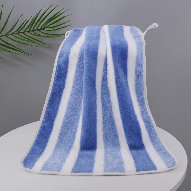 2pc High-density Coral Velvet Striped Towel Wholesale Home Color Strip Bath Towel Absorbent Beach Towel Department Store Gifts