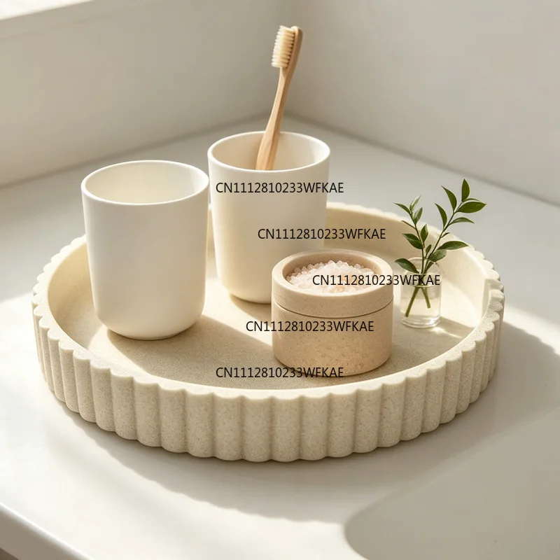 Nordic style resin round lace tray living room decoration ornament free installation stationery kitchen utensils