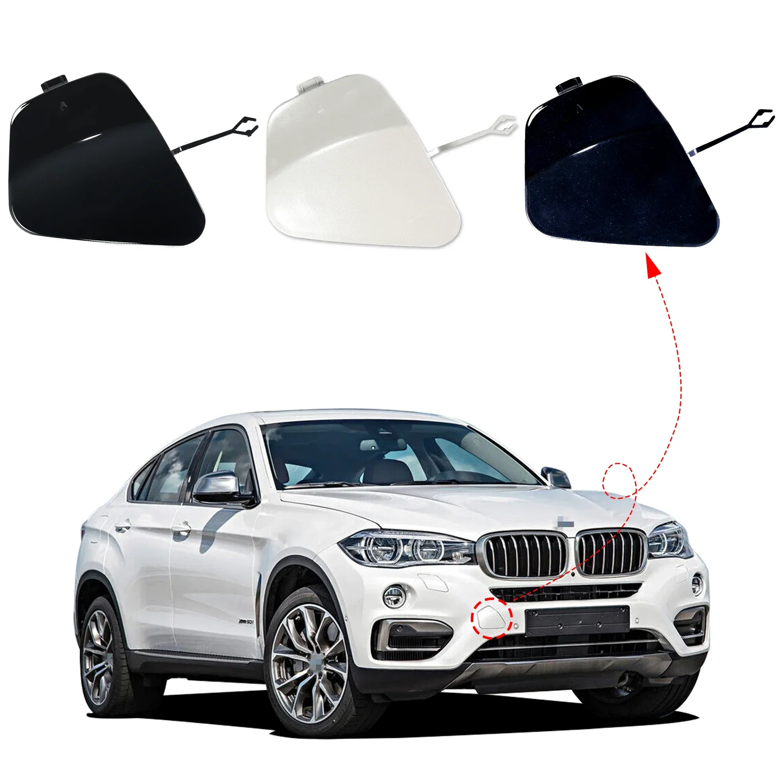 

Front Bumper Tow Hook Cover Cap Eye For BMW X6 F16 Fit 28iX 30dX 35iX 40dX 50iX xDrive sDrive 2015 2016 2017 2018 2019 SAV