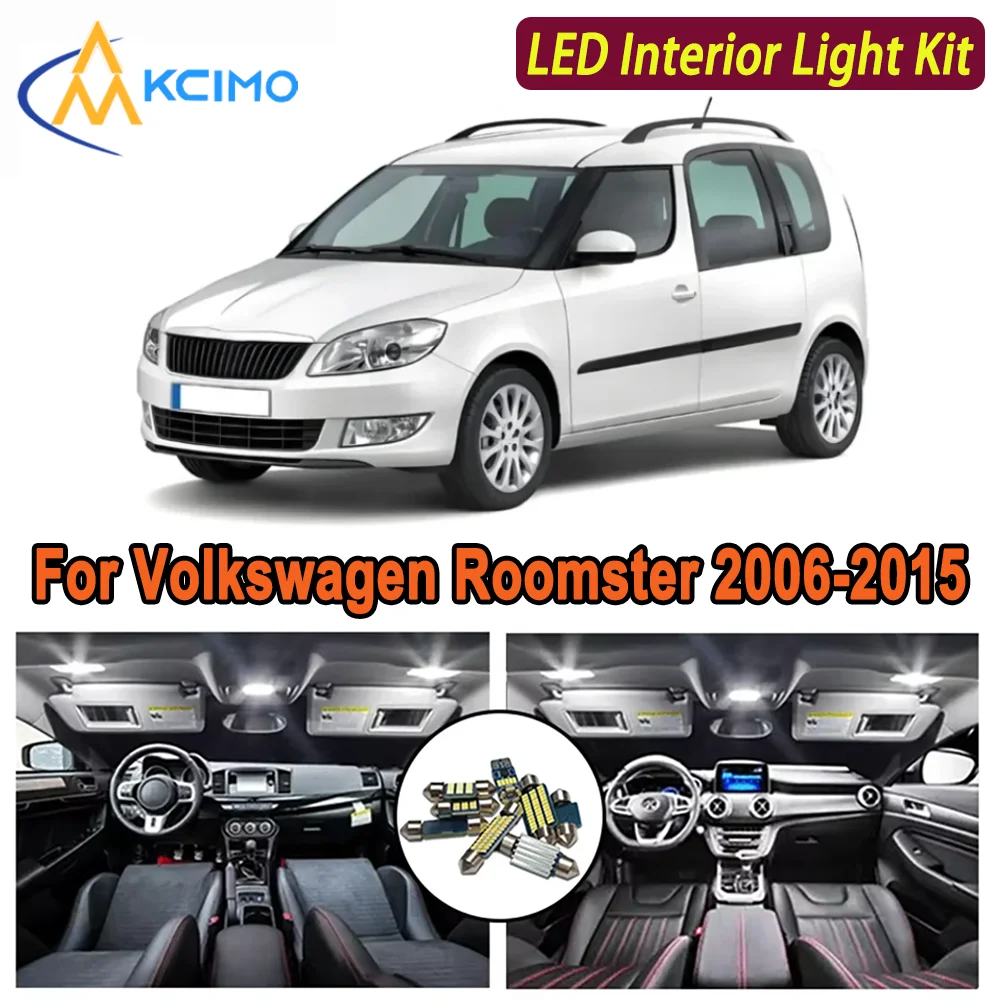 

Kcimo LED для Volkswagen Roomster (2006-2015) Премиум Яркий светодиодный внутренний купол Карта багажника Комплект автомобильных светодиодных ламп Canbus Автомобильные светодиодные лампы