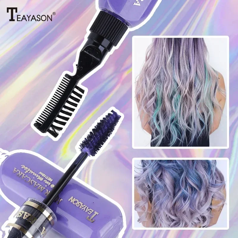 13 Color Temporary Hair Dye Mascara - Washable Non-Toxic DIY Dual Ended Hair & Brow Coloring Tool One-Time Use Beauty Accessory
