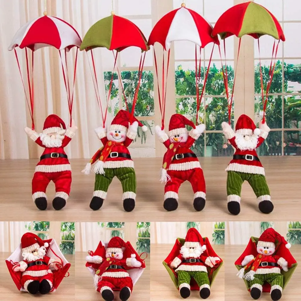 Christmas Doll Parachute Santa Claus Snowman Home Ceiling Decorations New Year Xmas Shopping Mall Hanging Pendant Ornaments 1PC