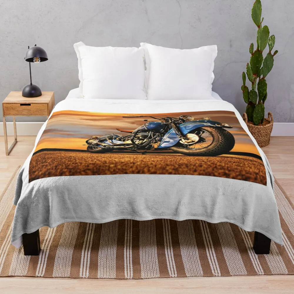 1947 Indian Chief Clubman Motorcycle Throw Blanket Flannels Custom Luxury Designer Blankets