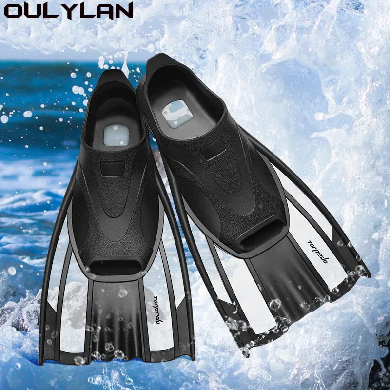 Oulylan Professional Diving Fins Flexible Comfort  Non-Slip Swimming Rubber Snorkeling Swim Flippers Water Sports Beach Shoes