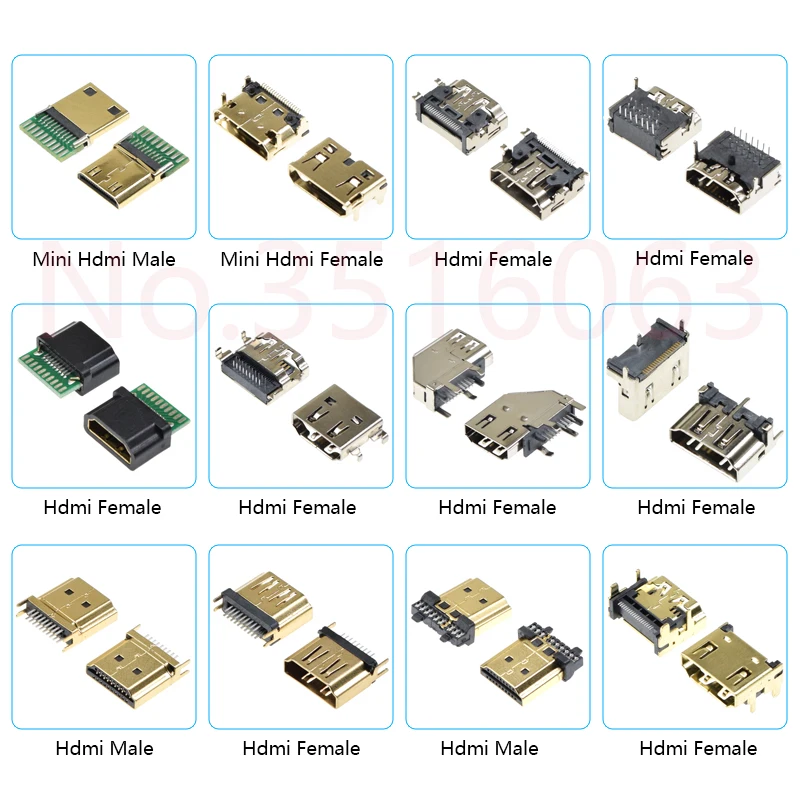 5PCS HDMI Male Jack/Plug Connector 19PIN 19P 180 degree Female Jack Plug Female Socket USB HD Connector Smt Smd 90 Degree PCB