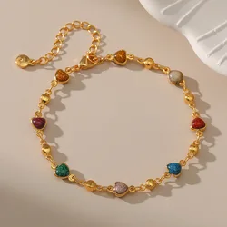 Creative Geometric Love Heart Design Multi Color Oil Dripping Bracelet For Women 18K Gold Plated Summer Jewelry Accessories