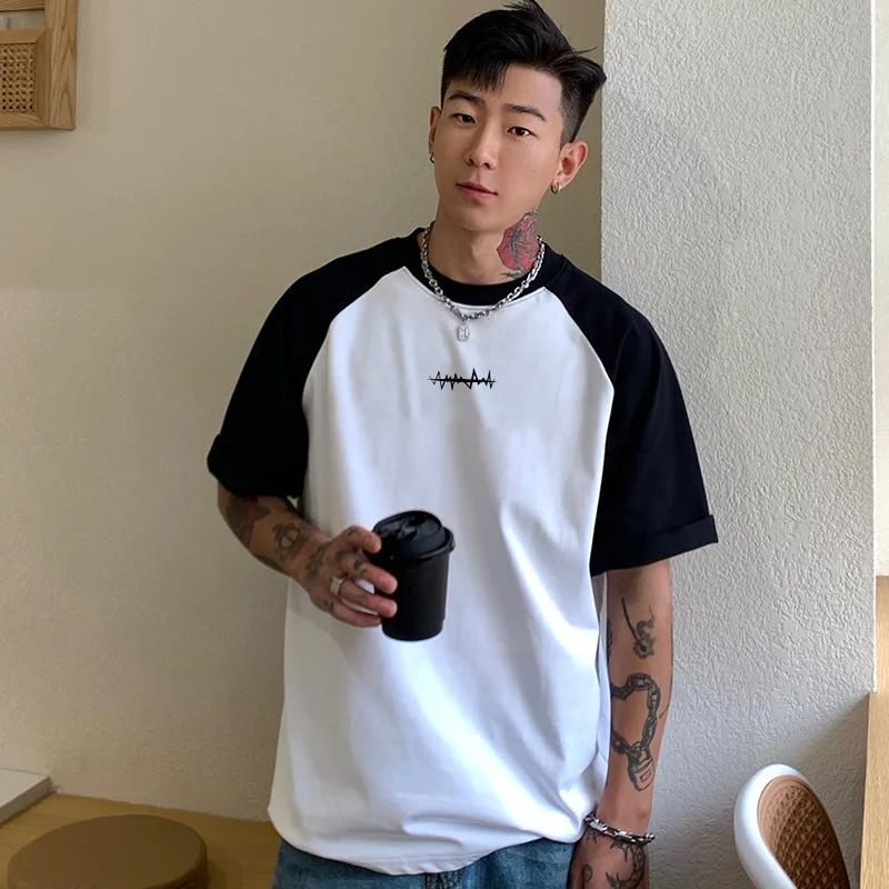 

Men's American Street Letter Printing Heavy 200g Cotton Short-Sleeved T-Shirt Youth Summer Loose Couple T-Shirt Bottoming Shirt