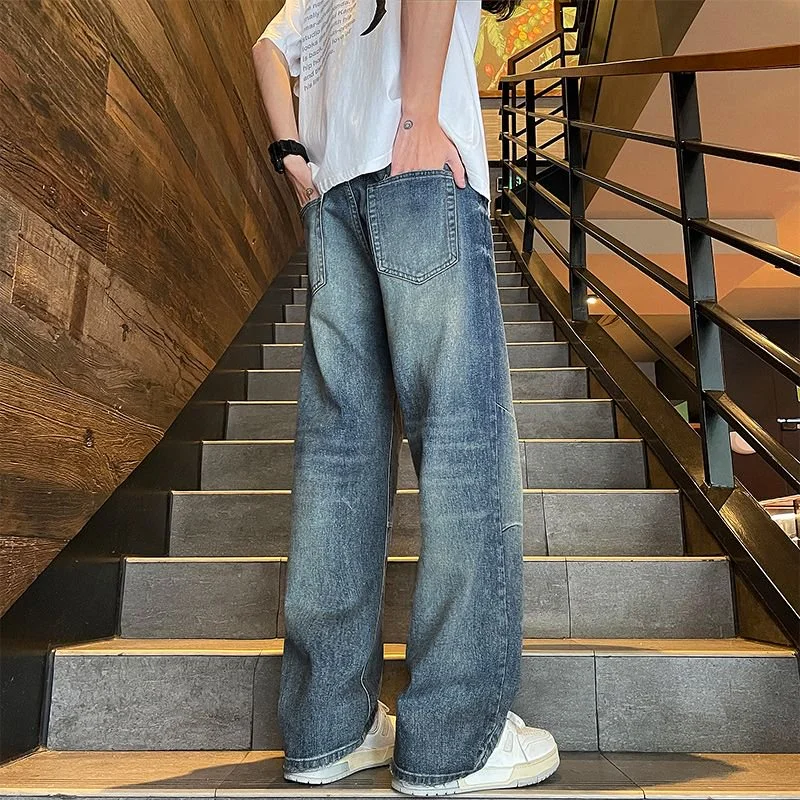 Summer Elastic Men's Jeans Fashion blue Comfortable Business Straight Stretch Cotton Casual Denim Pants Brand Male Trousers