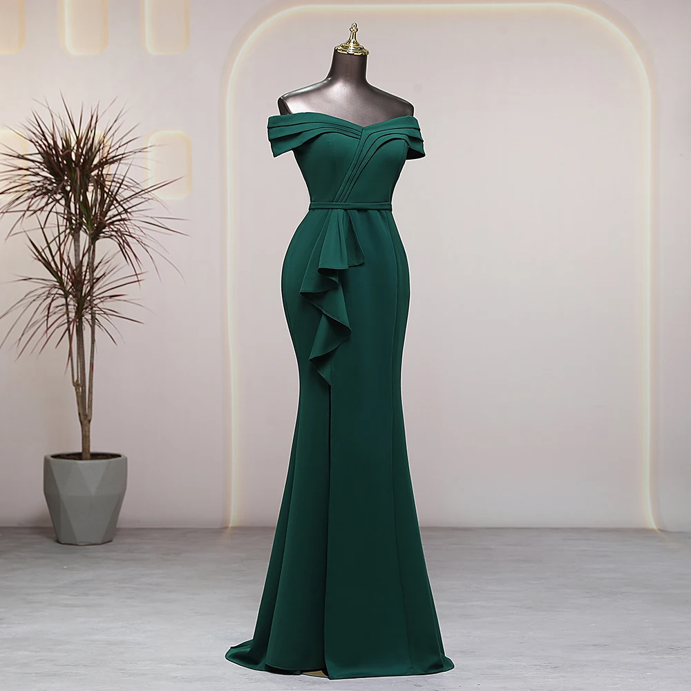 Elegant side slits green candy color prom dress luxury evening dresses wedding party dress formal occasion dresses special event