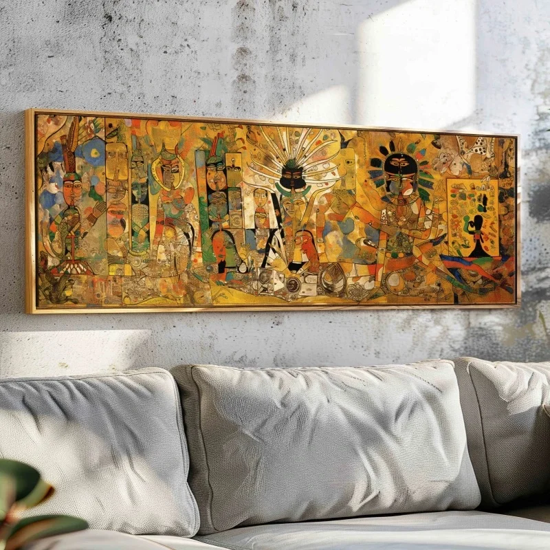 Horizontal Modern Wall Art Unframed Contemporary Canvas Print Wide Wall Art Panoramic Above Bed Decor Large Wall Boho Art