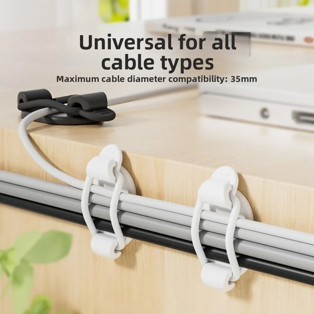 10 Pack Adjustable Cable Clips Self-Adhesive Reusable Desktop Cable Management Elastic Cord Organizer