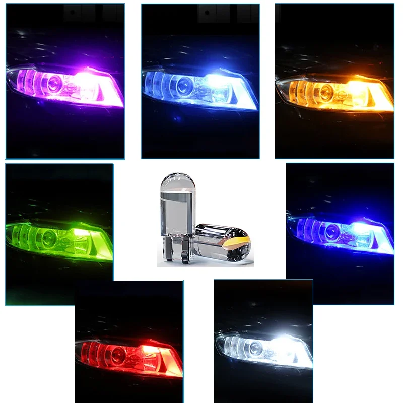 5PCS Crystal Transparent One-piece LED Small Car Lights Universal High Bright Small Plug Bubble Daytime Running Wide Lights