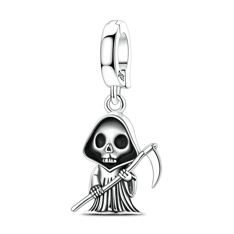 

2026 Popular 925 Sterling Silver Cute Death Universal Buckle Charms Beads CZ Zircon Fit Original Bracelet DIY Jewelry Gifts