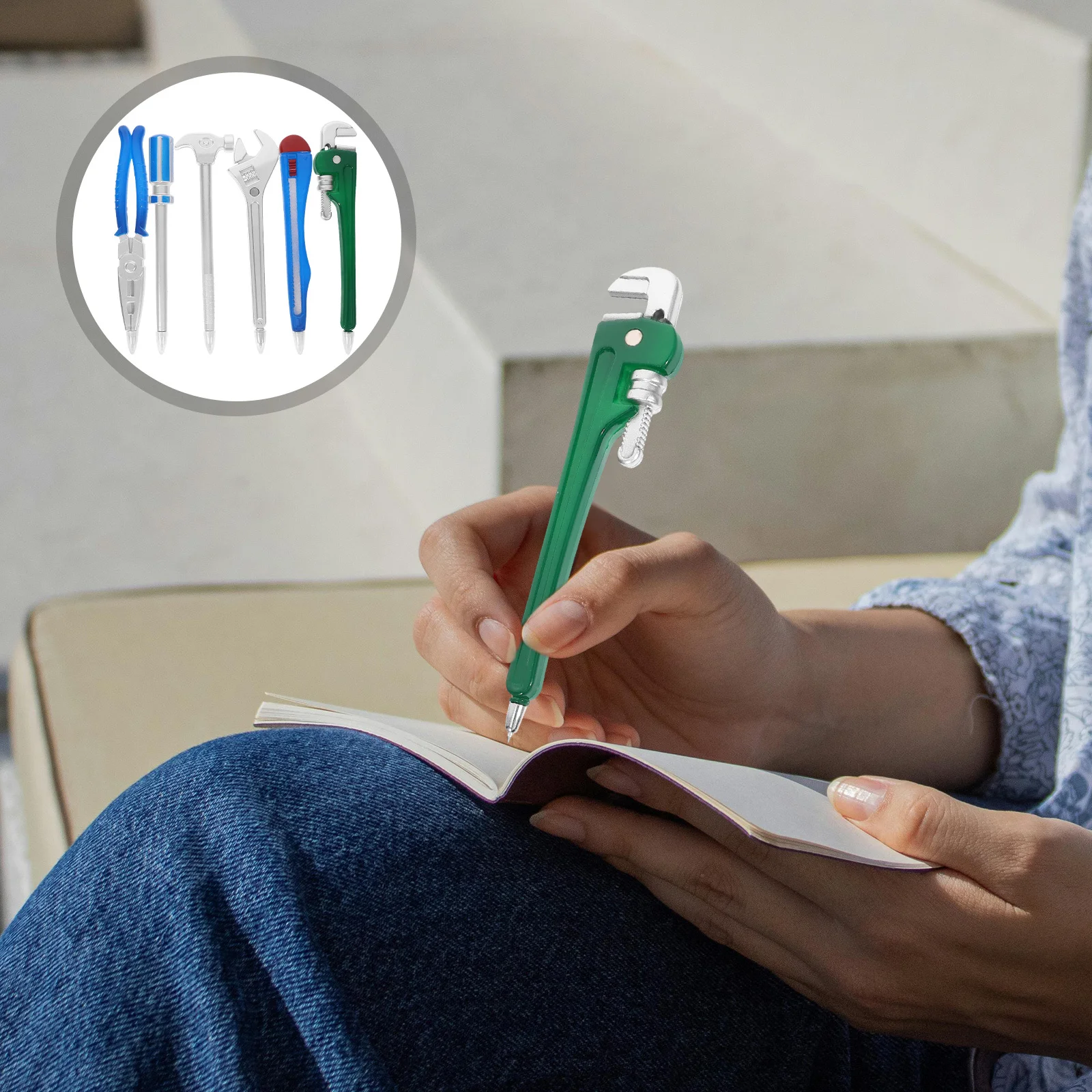 

6Pcs Tool Shaped Ballpoint Pens Creative Design Smooth Writing Fine Point Plastic Ink for School Office Pens Pencil