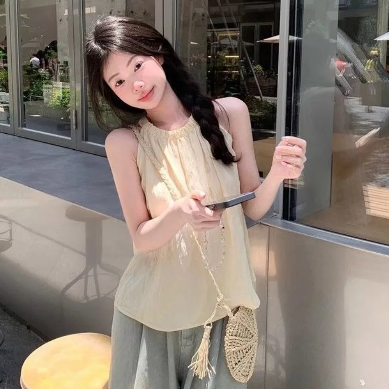 Summer Halter Sleeveless Off-Shoulder Shirt Women's Loose Casual Top