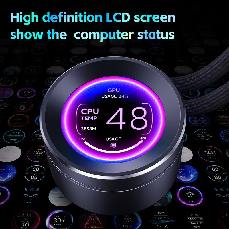 Water Cooler PC CPU liquid cooler PC With 2.1inch LCD Display Screen 360mm ARGB Light aio cooler