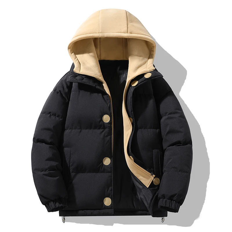 

Winter Thickened Warm Men Parkas with Hood Fashion Casual Windproof Male Cotton Jackets High Quality Street Men Hooded Overcoats