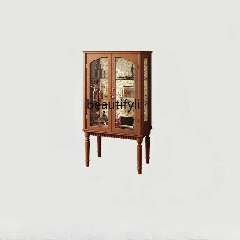 

Винный шкаф из массива дерева, витринный шкаф в американском стиле, высококлассная домашняя стеклянная дверь, Ретро маленький винный шкаф
