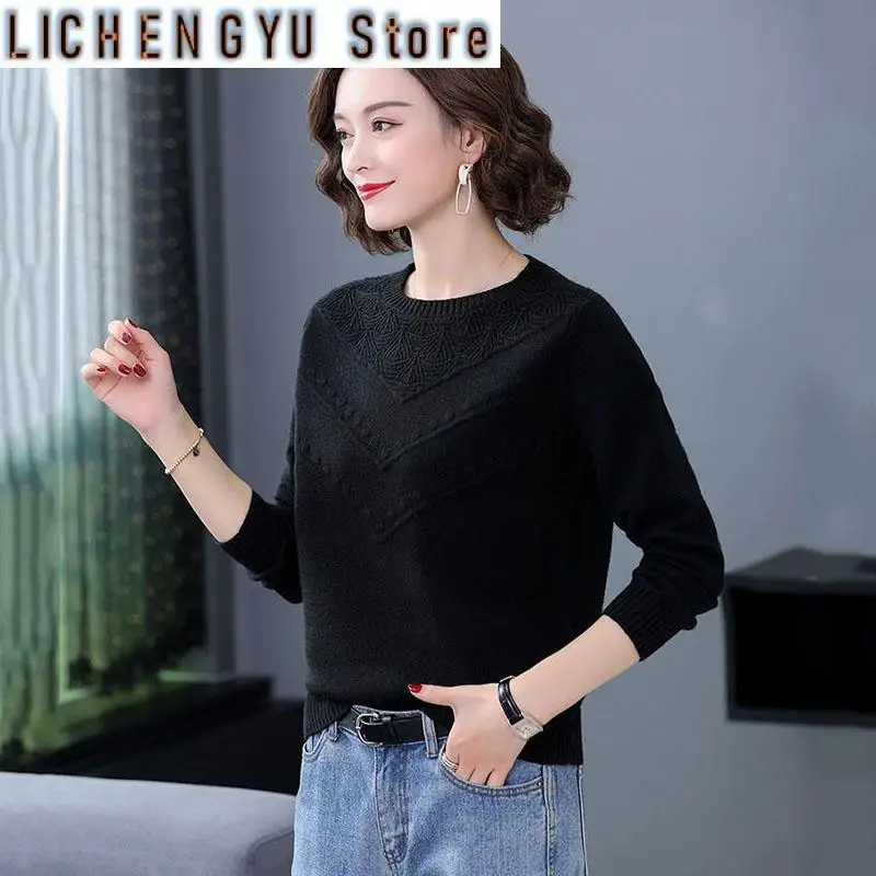 

New Autumn Winter Fashion Women Sweater Elegant Round Collar Pullover Sweater Female Loose Knitting Bottoming Shirt Jumper